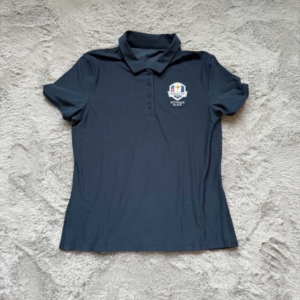 NIKE RYDER CUP 2025 BETHPAGE BLACK POLO SHIRT WOMENS SMALL